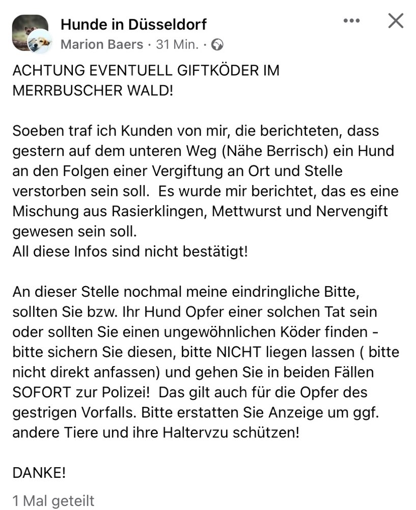Giftköder-Möglicher Giftköder Meerbuscher Wald-Profilbild
