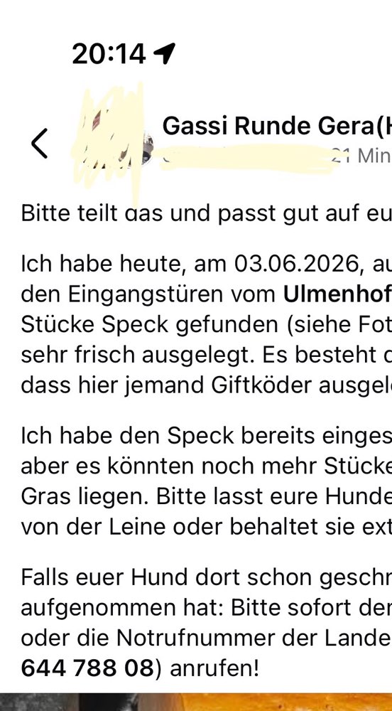 Giftköder-Mutmaßlicher Giftköder am Ulmenhof-Profilbild