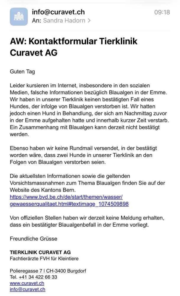 Giftköder-Mögliche Blaualgen in der Emme-Profilbild