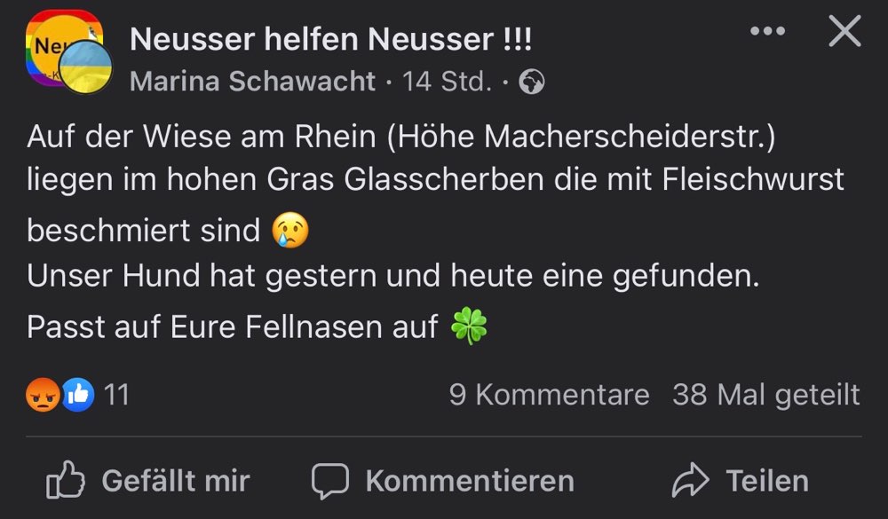 Giftköder-Glasscherben mit Wurst-Profilbild