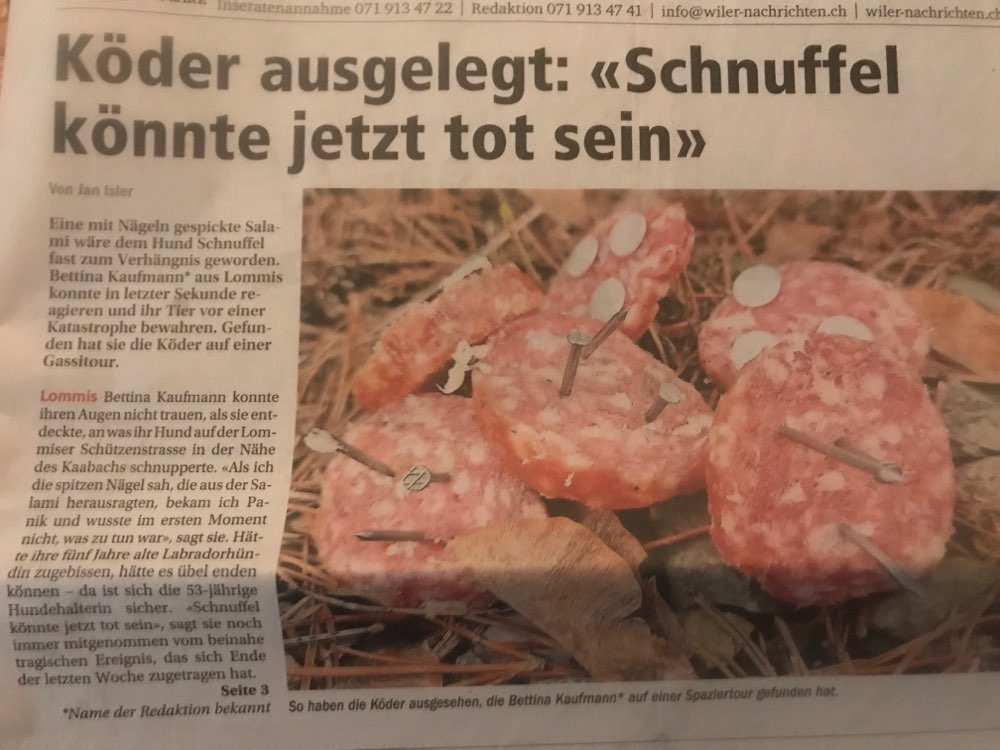 Giftköder-Wurststücke mit Nägeln-Profilbild
